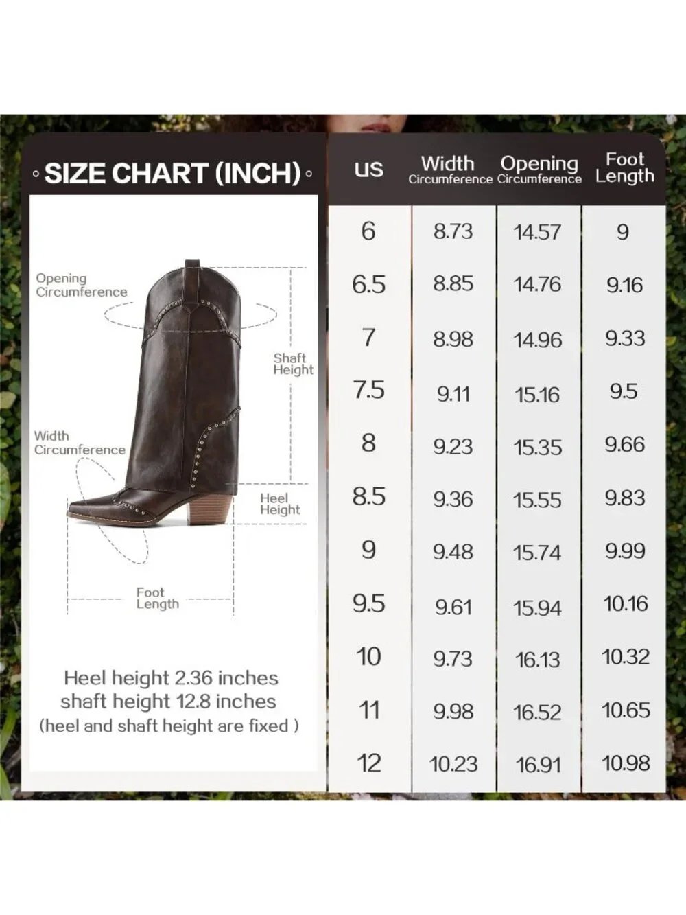 Women's Dark Brown Faux Leather Over Boot Knee High Chunky Heel Cowgirl Boot